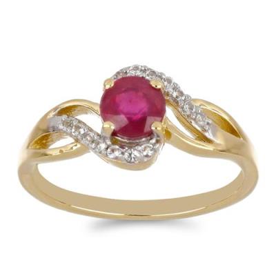 BUY 925 SILVER NATURAL GLASS FILLED RUBY GEMSTONE CLASSIC RING